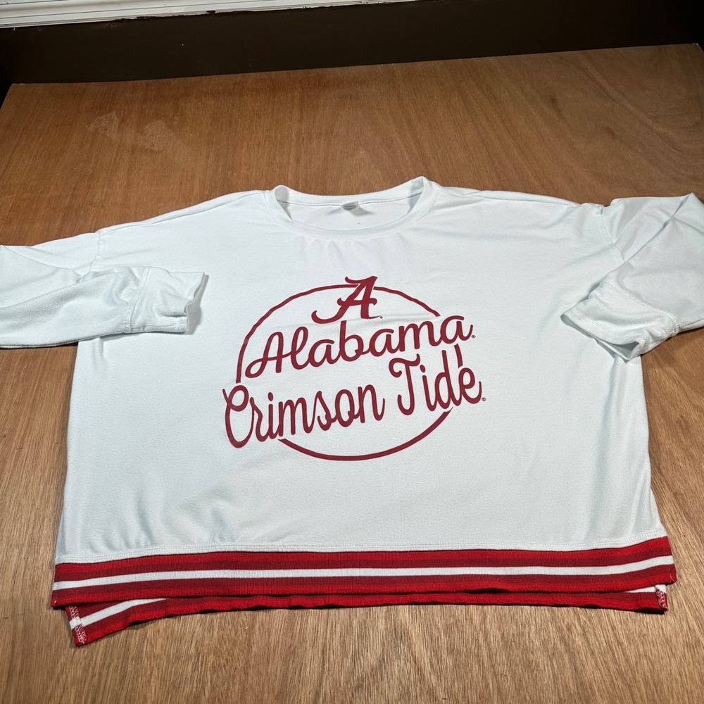 Sideline Apparel Alabama Crimson Tide Women XL White Boxy Lightweight Pullover